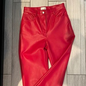 Aritzia Wilfred Free Faux Leather Red Melina Pants